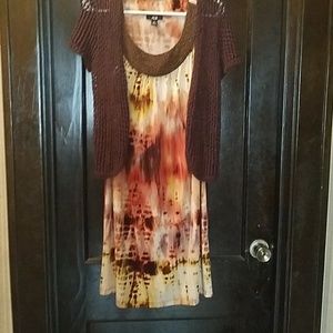 AGB Sleeveless Dress and Sweater Set